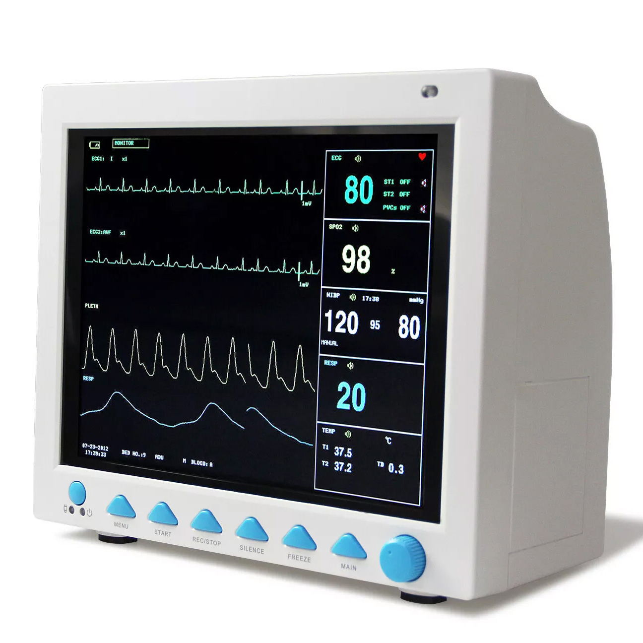 CONTEC® CMS8000 Moniteur multiparamétrique (Température, Respiration, Fréquence de pouls, NIBP, SpO2, ECG)